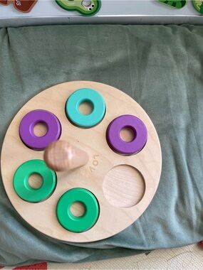 Wooden Ring wobbler Stacker Toy for baby toddler LOVEVERY